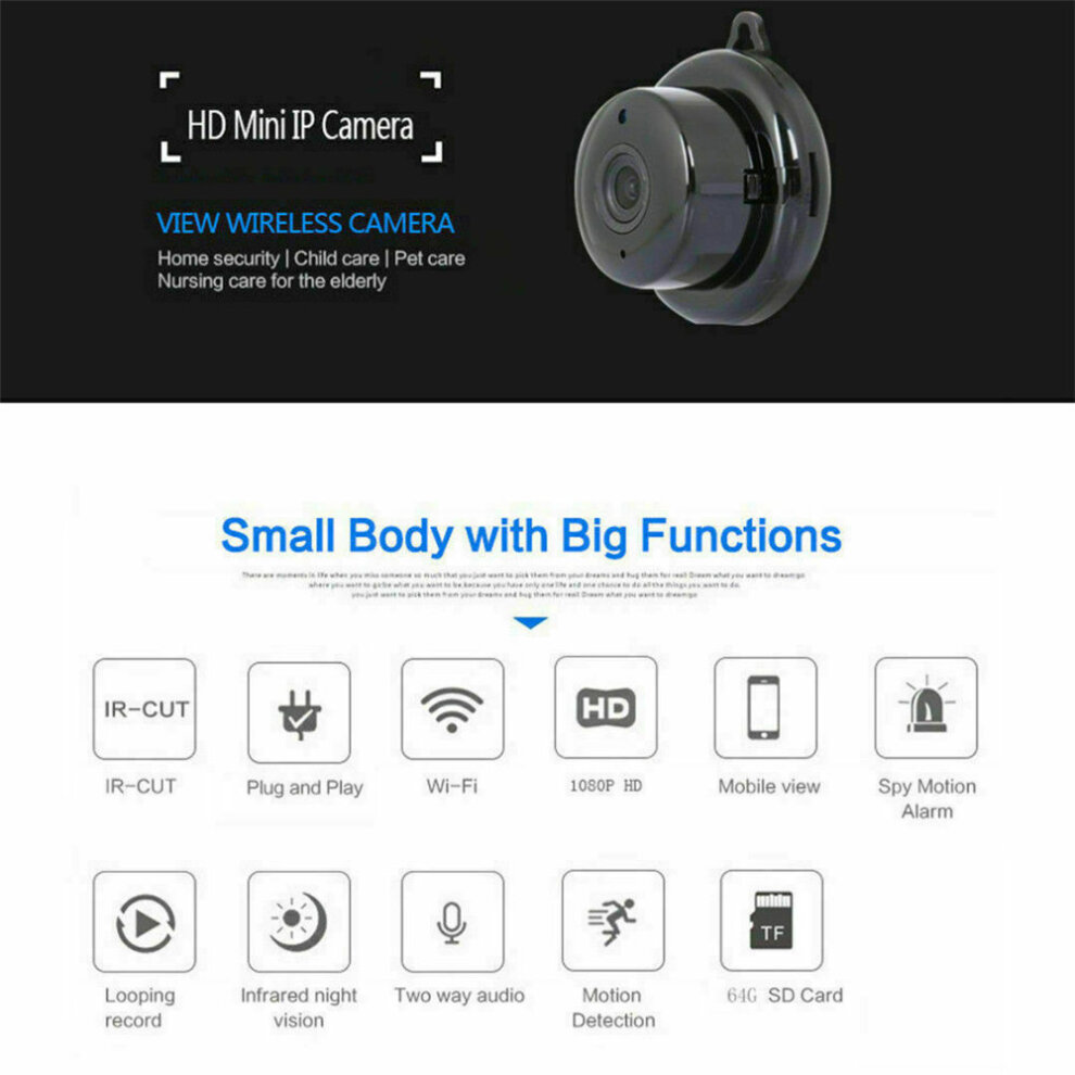 (64G) Smart Wireless IP Camera Home Security Outoor Indoor