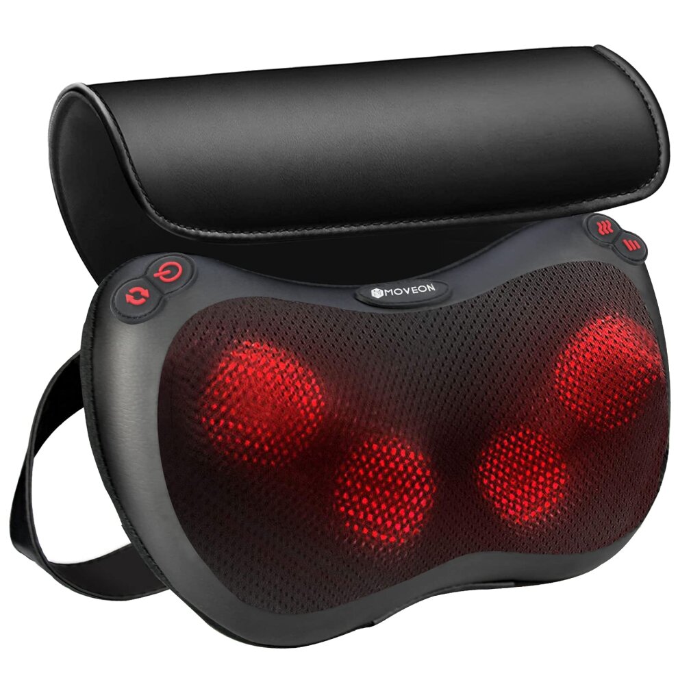 Electric Back and Neck Massager with Heat 4 Speed Modes Deep Shiatsu Massage Pillow for Muscle Pain Relief Tissue Kneading Massager Relaxation Gifts for Women Men Mom Dad Use at Home Office and Car