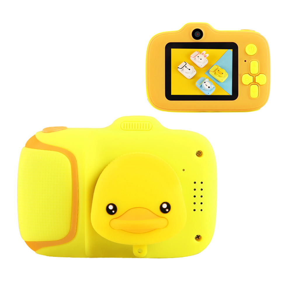 (Yellow) 1080P Kids Digital Camera Cartoon Cute Video Recorder Toy Outdoor Photography Camera with 32GB SD Card Gift for Boys and Girls