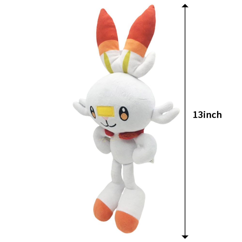 Pokémon Scorbunny Plush Toys Sword and Shield Soft Doll Stuffed Animal Plushies Fire Pokémon Collection Rabbit Toy for Kids Birthday Christmas Gifts
