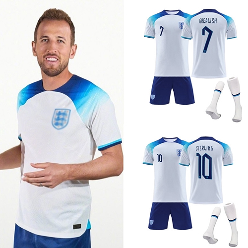 (Kids 4~5 Years) England Football Shirts & Kit | 2022-23 England Kids Clothing, England Football Kids Kits Home Stadium Kit Sport Sets Boys Activewear Tracksuits with Socks