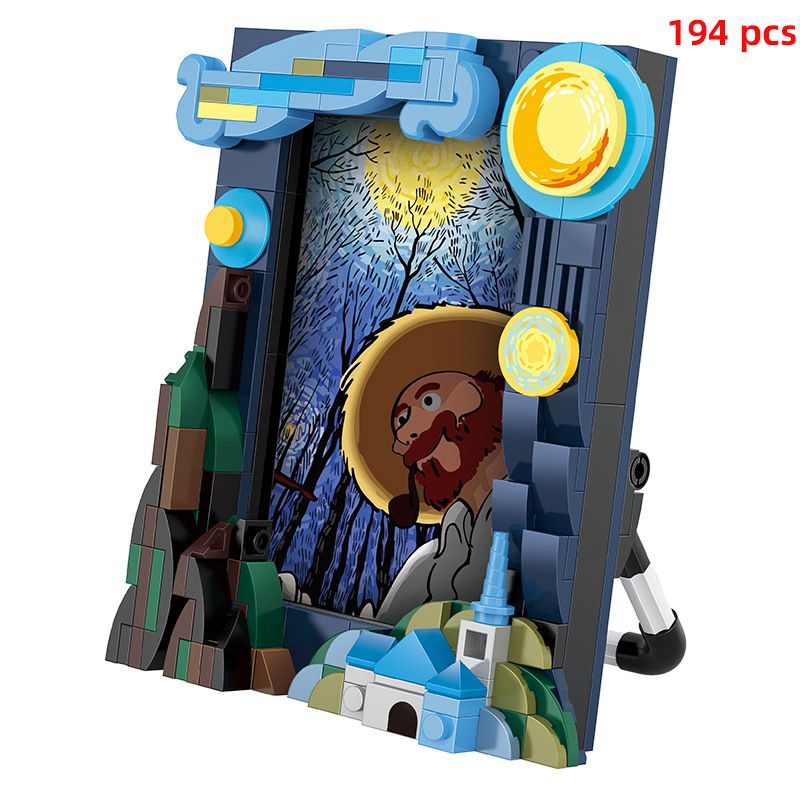 (Ocean) Creative Ideas Photo Frame Mini Buildings Blocks Model Bricks DIY Friends Toy For Adults Kid Gift