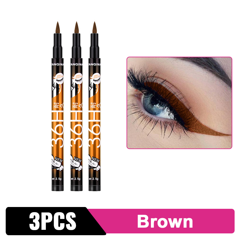 (3PCS Black) Liquid Eyeliner Pencil Eye Liner Pen Portable Quick Dry Waterproof 36 Hours Long-lasting Sweatproof No Blooming Cosmetics Beauty Makeup Tools