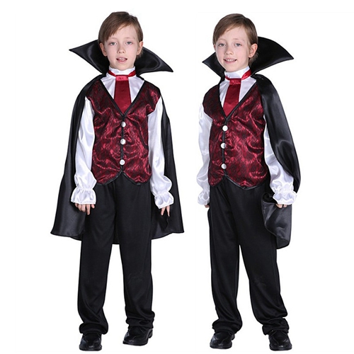 Children’s Deluxe Vampire Costume for Kids Scary Fancy Dress Outfit Vampire Count Gothic Horror