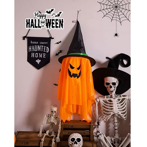 Halloween Led Decorations Outdoor Hanging Ghosts with Witch Hats