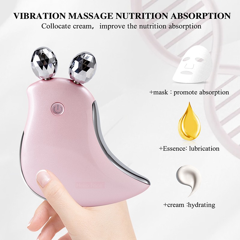 Facial Microcurrent Face Lift Massager EMS Skincare 3D Roller Massage Vibration Galvanic Beauty Apparatus Handheld Shaper Warm Vibration Women Gifts