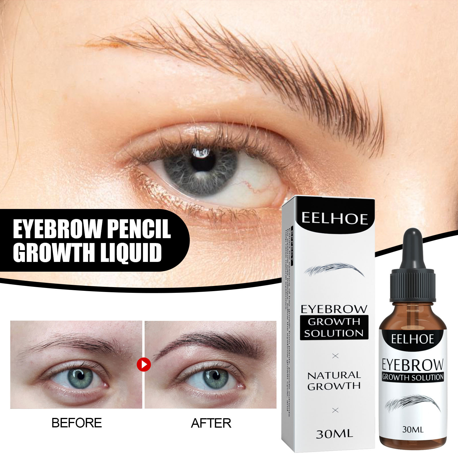 Eyebrow Growth Solution Liquid Eyebrow Growth Serum Thick Eyebrow Nourish Essence Enhancer 30ml