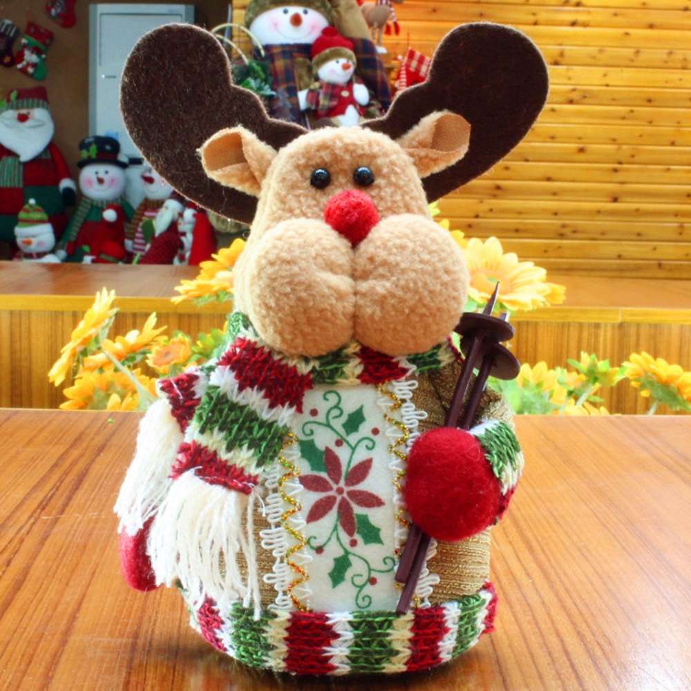 (Santa Claus) Cute Christmas Santa Snowman Deer Doll Decoration Gift Doll Christmas Tree Hanging Ornament New Year Xmas Home Decoration