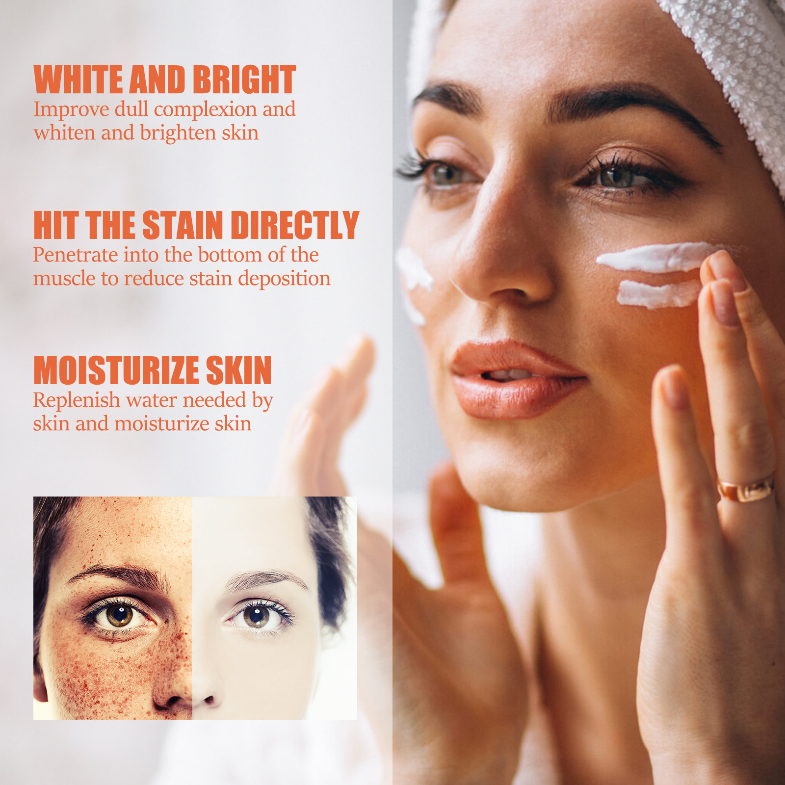 Brightening Facial Cream Whitening Moisturizing Nourishing Skin Cream Acne Dark Spot Remover Anti Age Spots Melasma Freckle Dull Complexion Removal