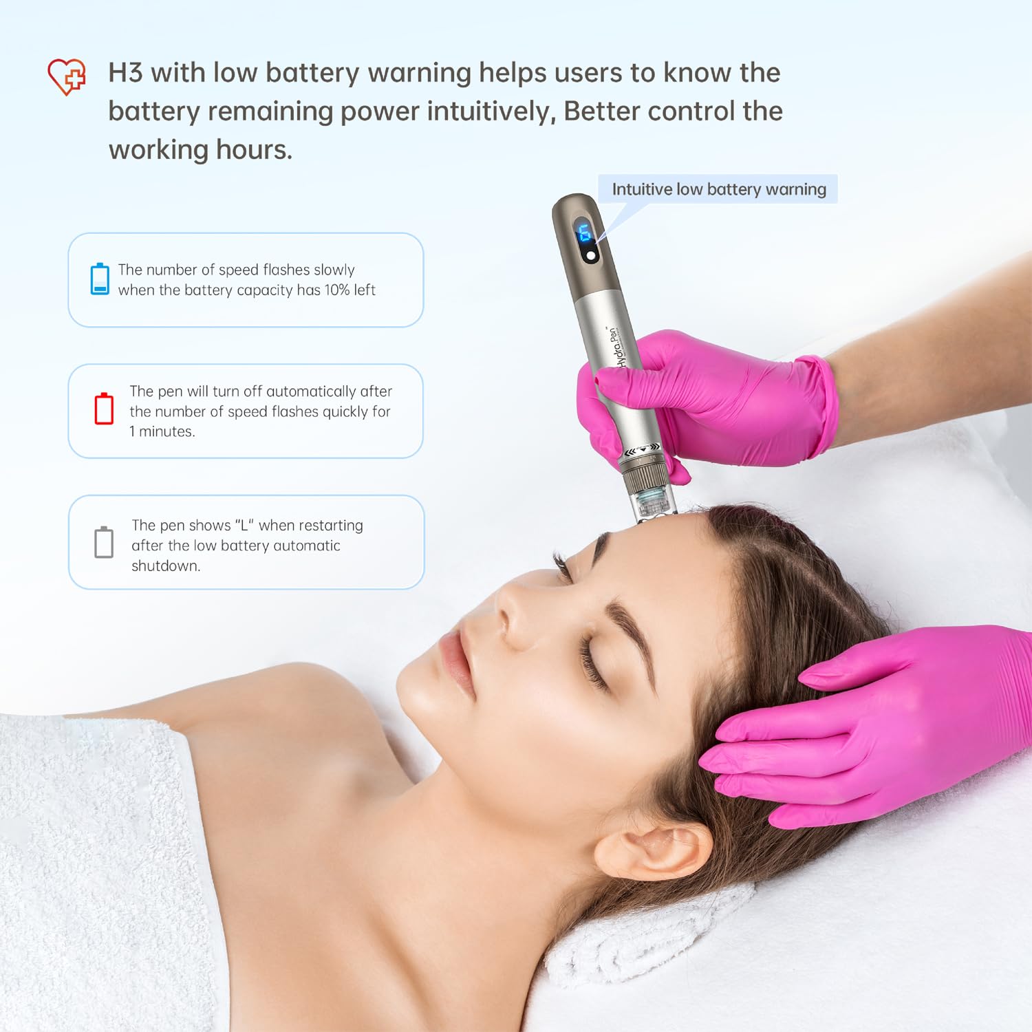 Dr Pen Hydra Pen H3 Microneedling Pen Professional Serum Applicator Micro Needling Machine with Replacement Needle Cartridges 12Pins Nano-HR Nano-HS