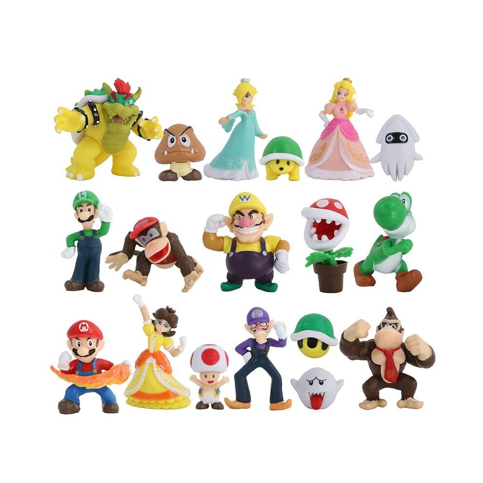 Super Mario Bros Action Figures Toys Yoshi Peach Princess Luigi Odyssey Do 18pcs Figures Set