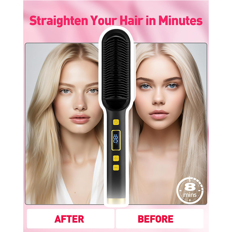 Hair Straightener Brush LED Display Hair Straightening Iron for Women