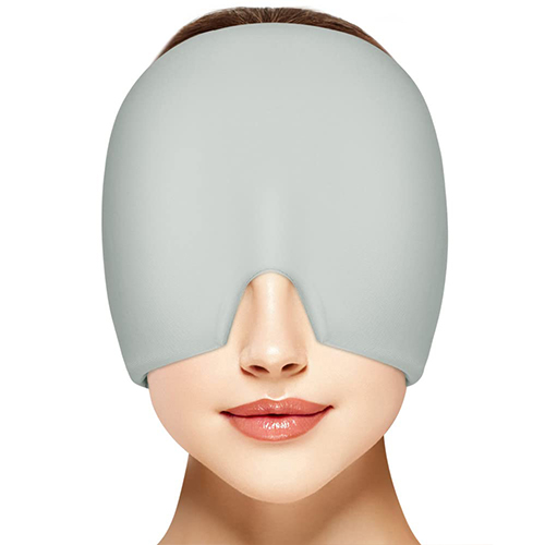 (Grey) Migraine Relief Cap Reusable Cold Hot Therapy Migraine and Headache Relief Cap Gel Ice Hot Head Wrap for Chronic Migraine Tension Sinus Stress Puffy Eyes