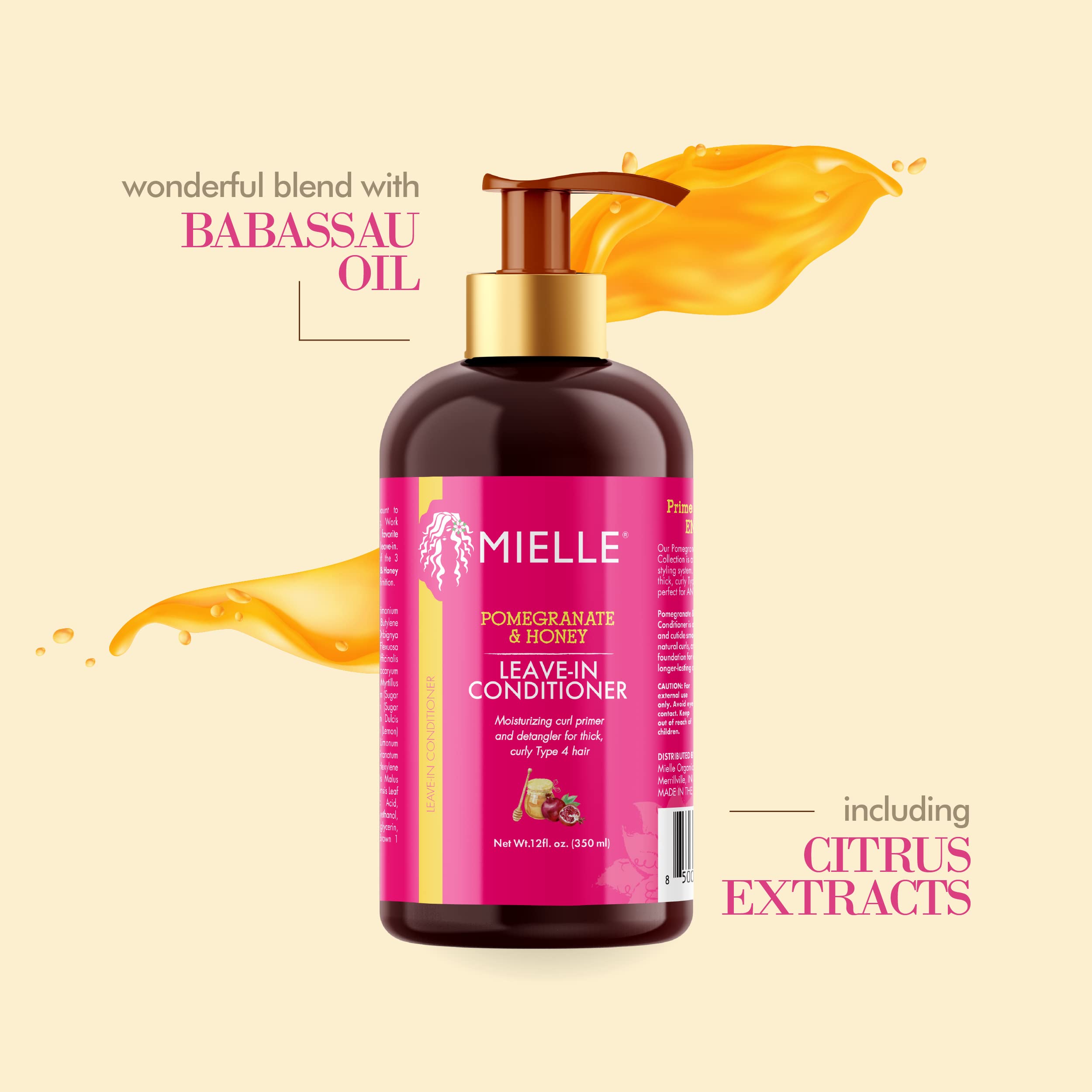 Mielle Organics Pomegranate & Honey Leave-In Conditioner for Type 4 Hair 12 Ounces
