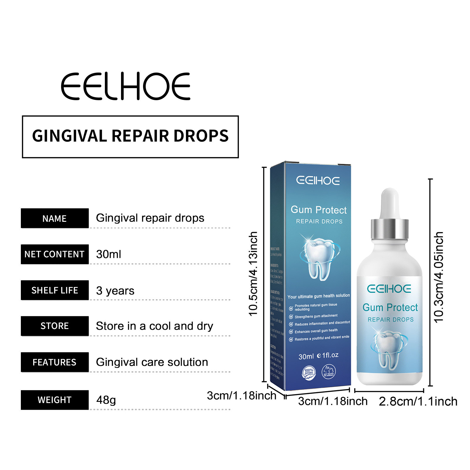 EELHOE Natural Gum Repair Drops Mouth Periodontal Relieve Teeth Whitening Oral Treatment Gum Care Gingival Growth Liquid Product Teeth Whiteners