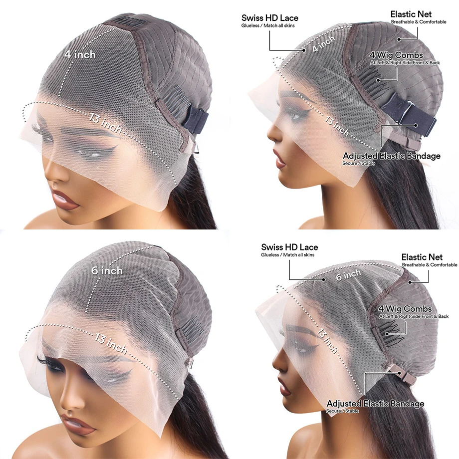 (13x4 Lace Wig 8inches) 30 36 40 Inch Bone Straight 13x4 13x6 HD Lace Frontal Wigs Glueless Transparent Lace Human Hair Wigs For Women