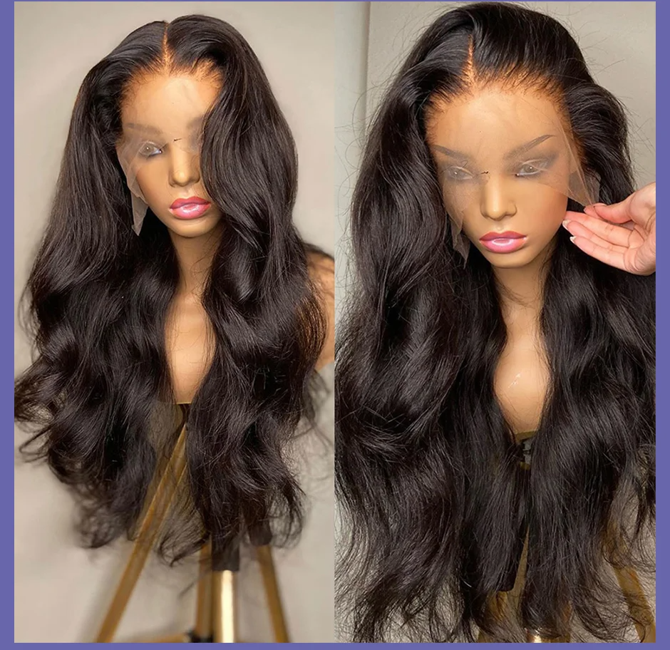 (14inches) 36 30 Inch 13x4 HD Transparent Lace Front Human Hair Wigs Brazilian Body Wave Lace Frontal Wig For Women 180 Percent Density Lace Wig