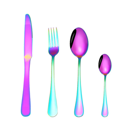 (Black) 32pcs Cutlery Sets Fork for Dining