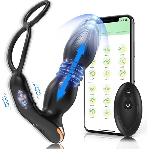 Anal Toys Cock Ring Male Sex Toys for Men Thrusting Prostate Massager Anal Plug Vibrator Stimulator Delay Ejaculation Lock Ring Anal Butt Plug Dildos