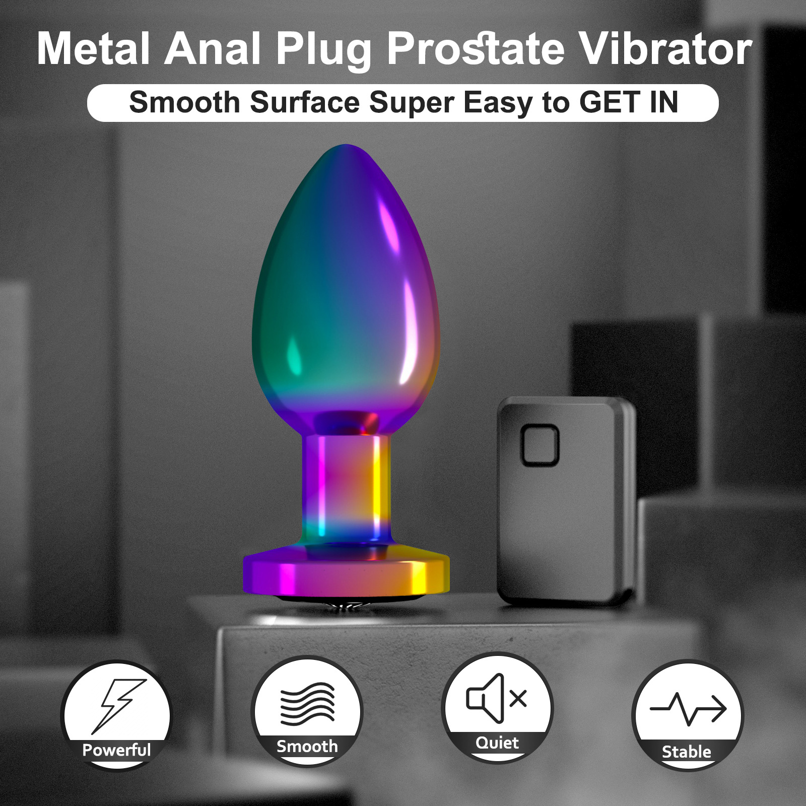 (Colorful) Anal Plug Vibrator Metal Wireless Remote Control Butt Plug Men Prostate Massager Portable Female Masturbator Dildo Sex Toys for Women Men Adult Games