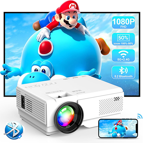 Mini Projector 15000L 5G WiFi Bluetooth Portable Projector for Bedroom Full HD 1080P Zoom Outdoor Home Theater Video Projector Compatible with TV Stick HDMI USB Laptop and Smartphone
