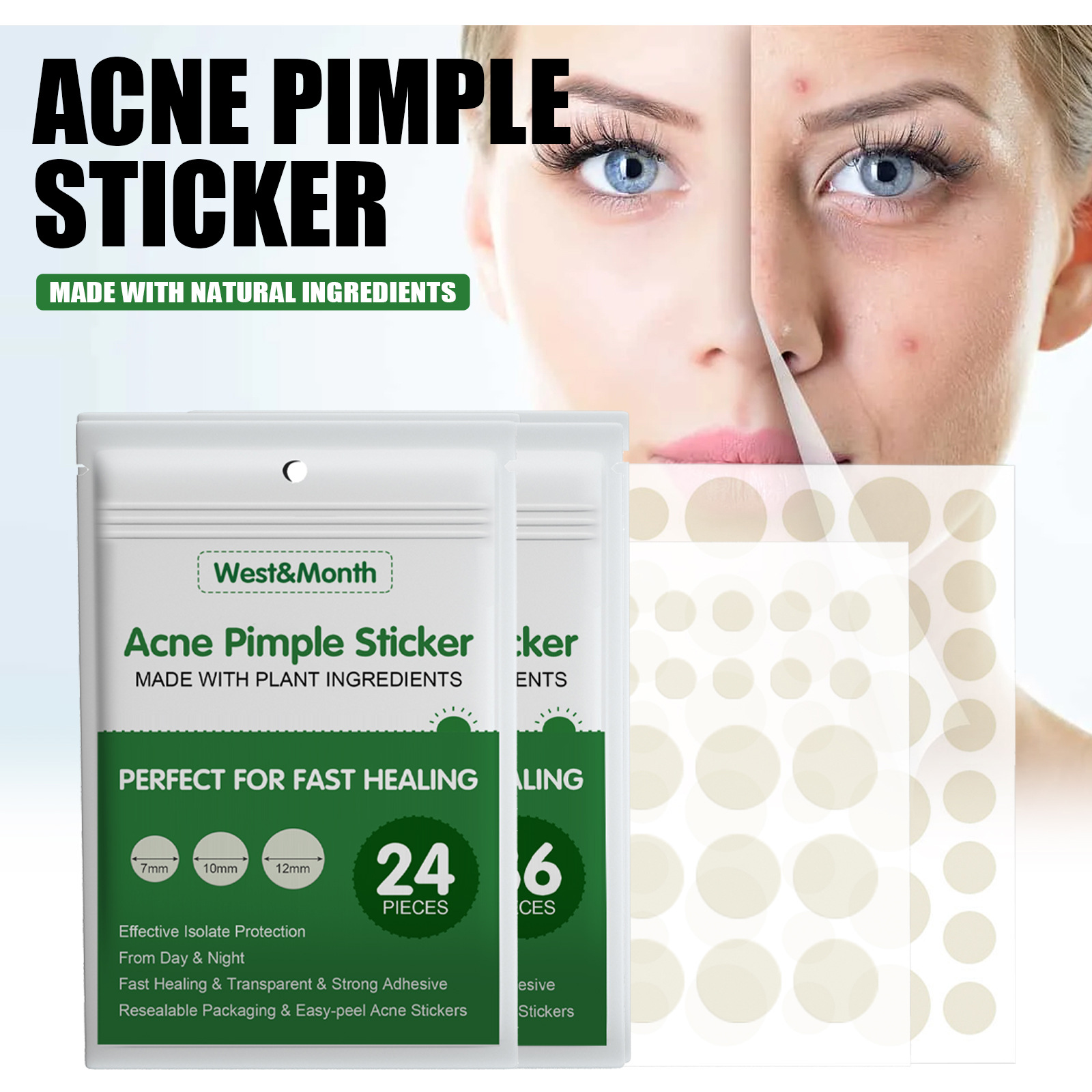 (24pcs) Effective Acne Comfortable Skin Care Promotes Healthy Skin Advanced Acne Patches for Sensitive Skin Acne Pimple Patch face