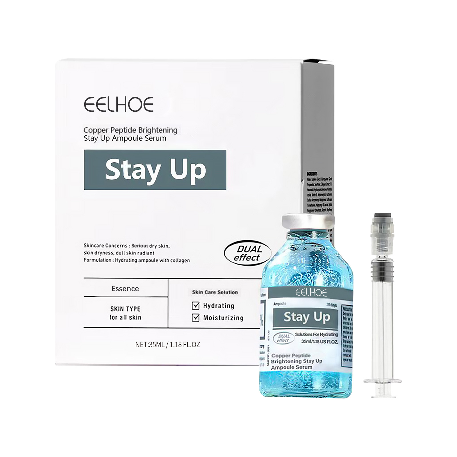 (1pc) EELHOE Hyaluronic Acid Moisturizing Serum Deep Nourish Smooth Skin Whiten Brighten Skin Care Products Hydrate Face Essence Firm Facial Skin Restores Dark Skin 35ml