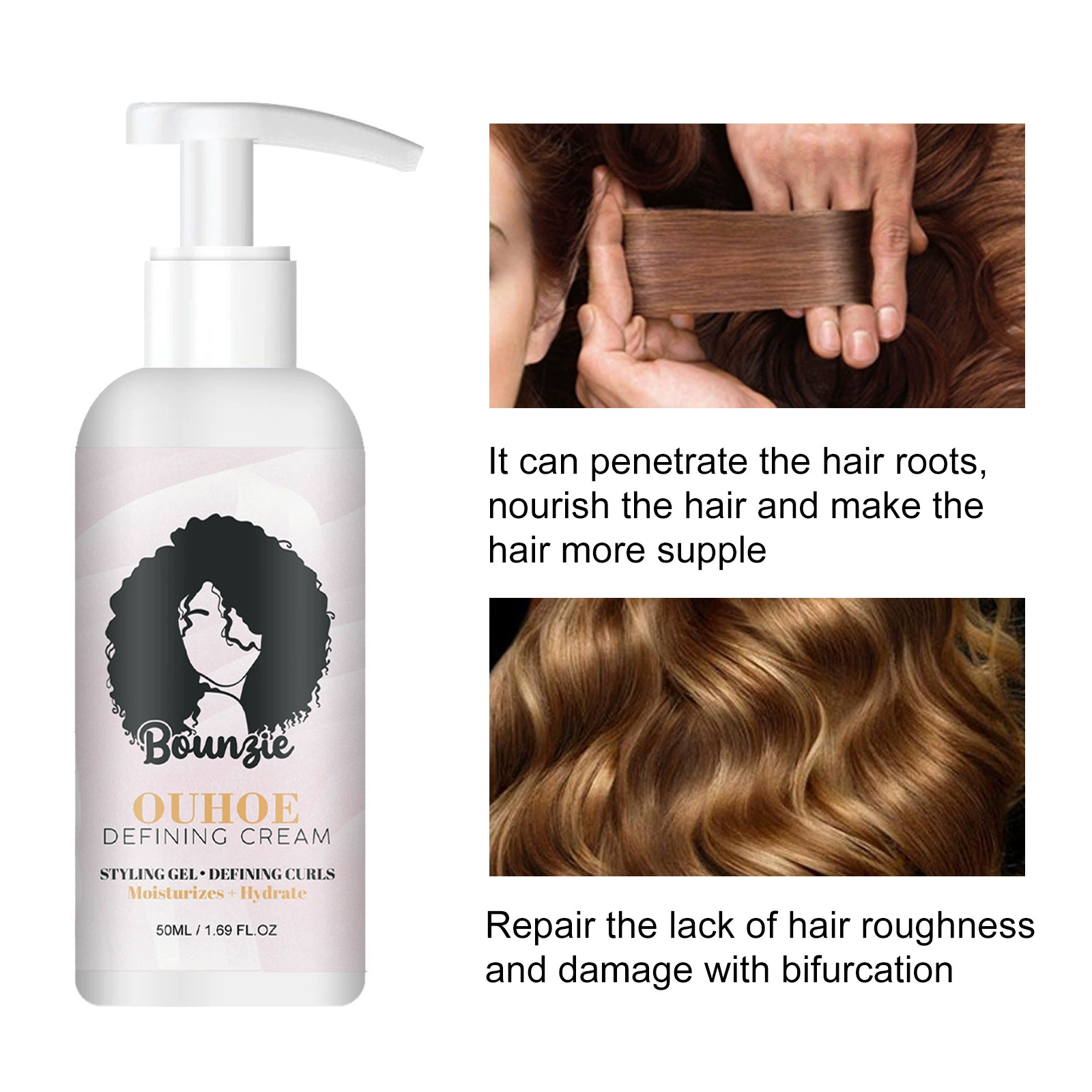 Hair Curling Cream Hair Moisturizing Lasting Styling Curling Hair Care Essence 50ml