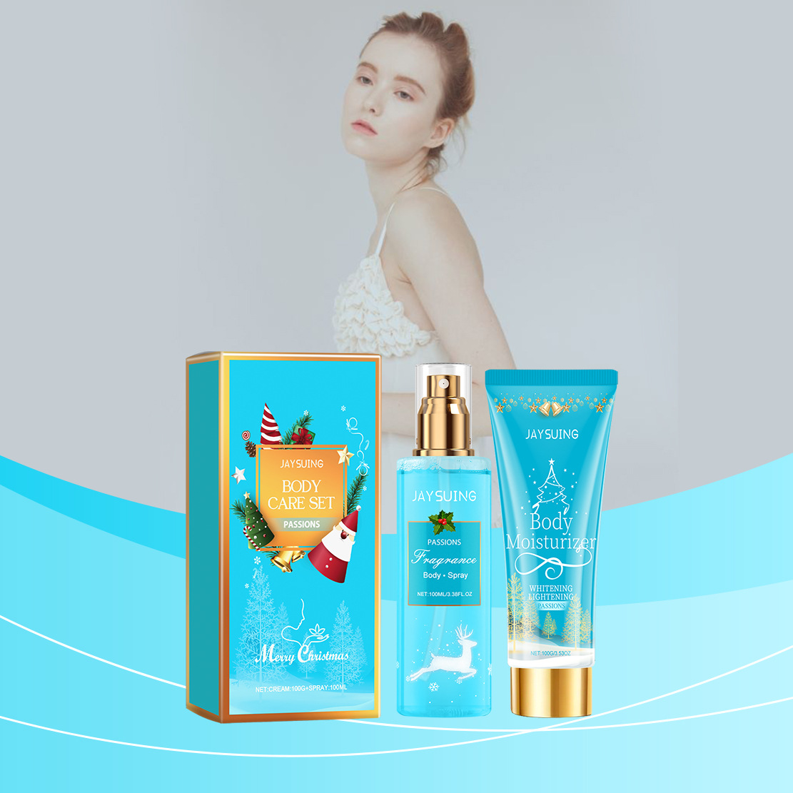 JAYSUING Moisturizing Cream Body Spray Long Lasting Fragrance Smoothing Body Repairing Dry Refreshing Nourishing Lotion Skin Care Women Christmas Gift Set