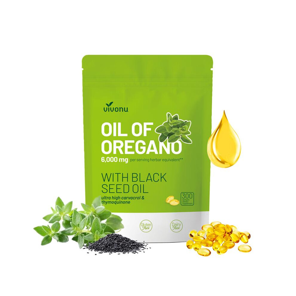 Oil of Oregano with Black Seed Oil 300 Capsules | Natural Antioxidants | Nutritional Support | Highly Effective Botanicals Dietary Healthcare