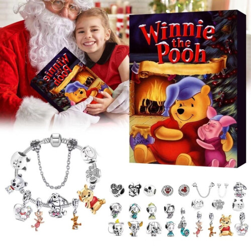 (Winnie the Pooh) 2024|2025 Christmas Advent Calendars DIY Charm Bracelet Set  24 Days Surprise Gift