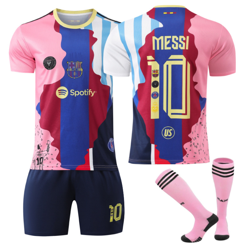2526 Activewear Print 10 Messi Football Fans Jersey Shirt Set For Kids
