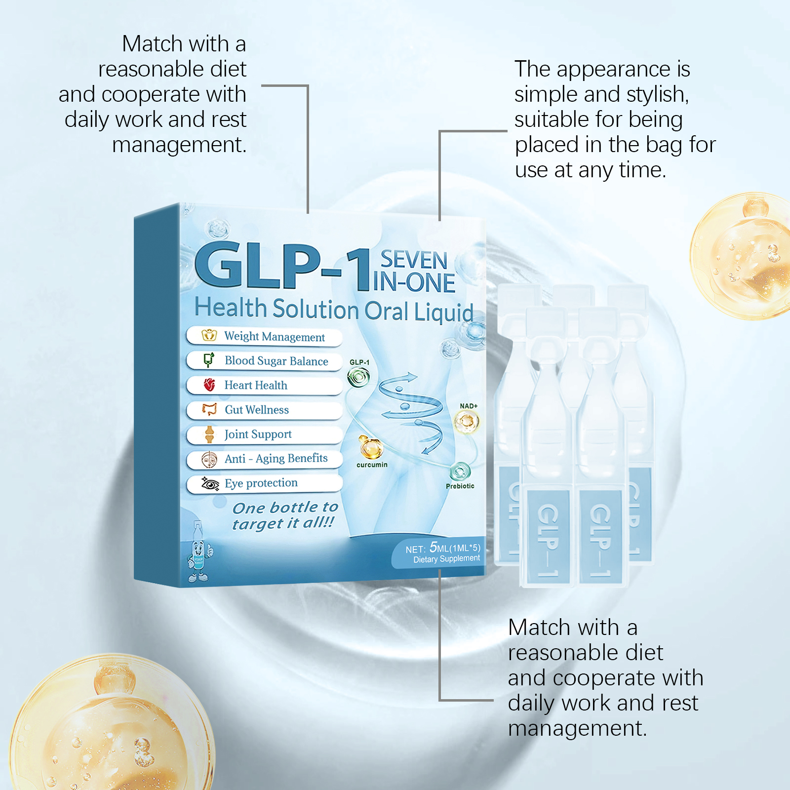 Seven IN 1 Weight Management Health Solution Oral Liquid Gut Wellness Anti-Aging Benefits Heart Health