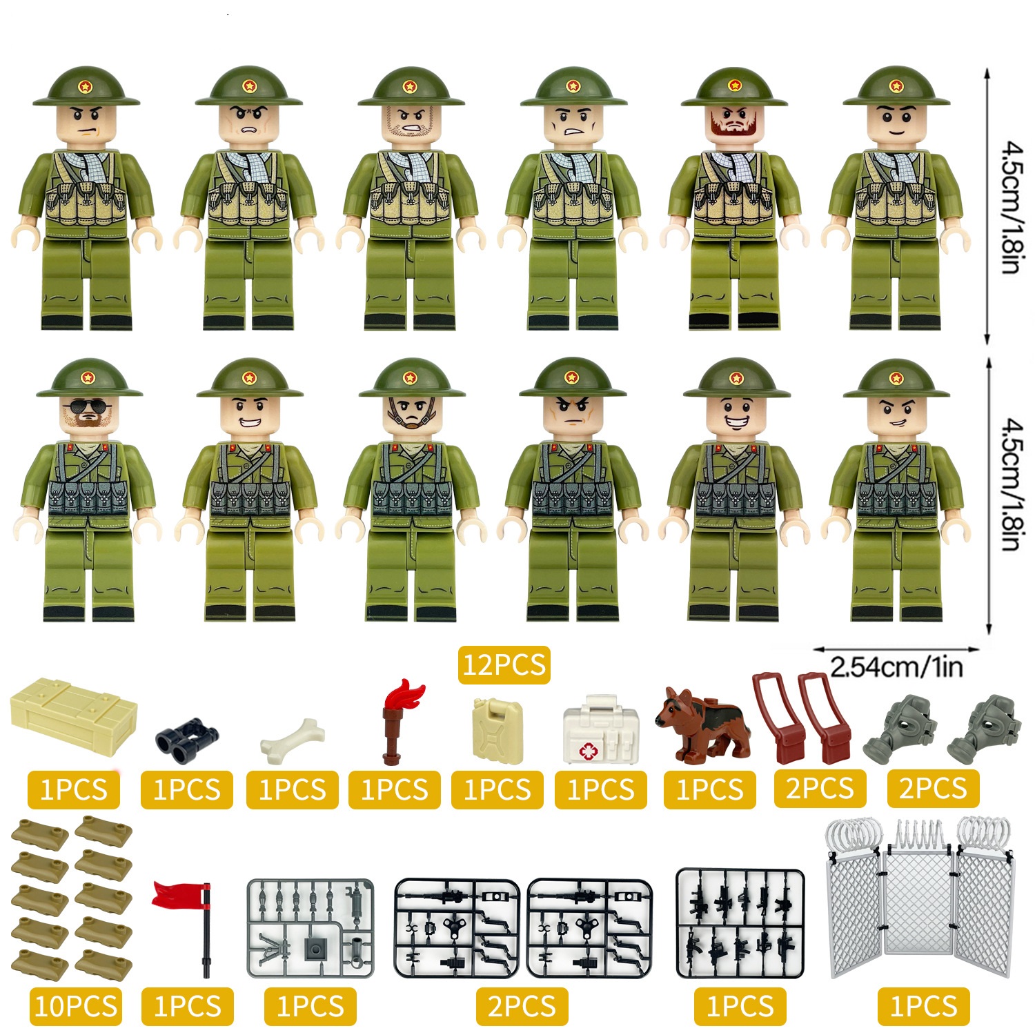 Soldiers Army Toys Building Blocks Set Military Mini Figures with Weapons Army Men for Imaginative War Games for Kids