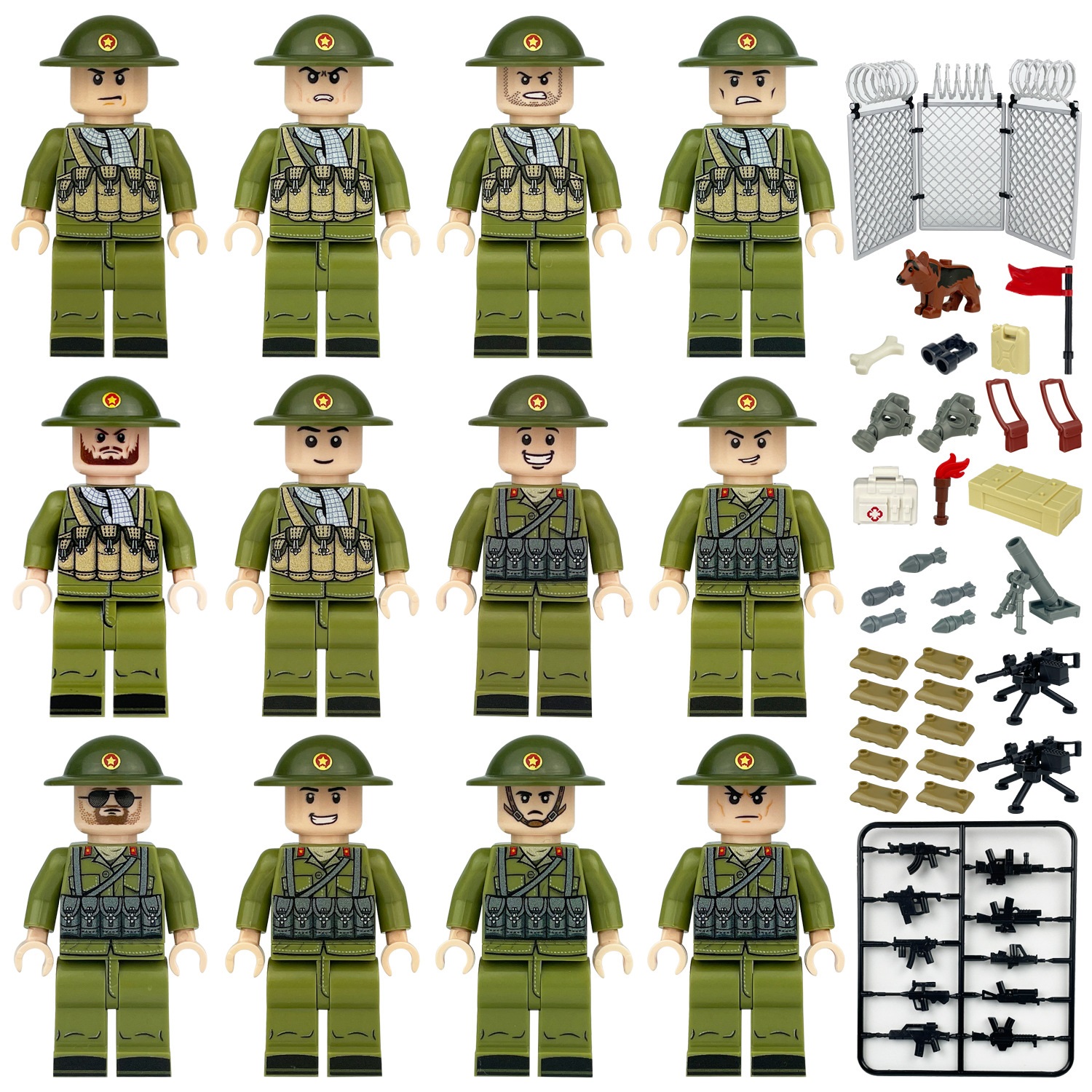 Soldiers Army Toys Building Blocks Set Military Mini Figures with Weapons Army Men for Imaginative War Games for Kids