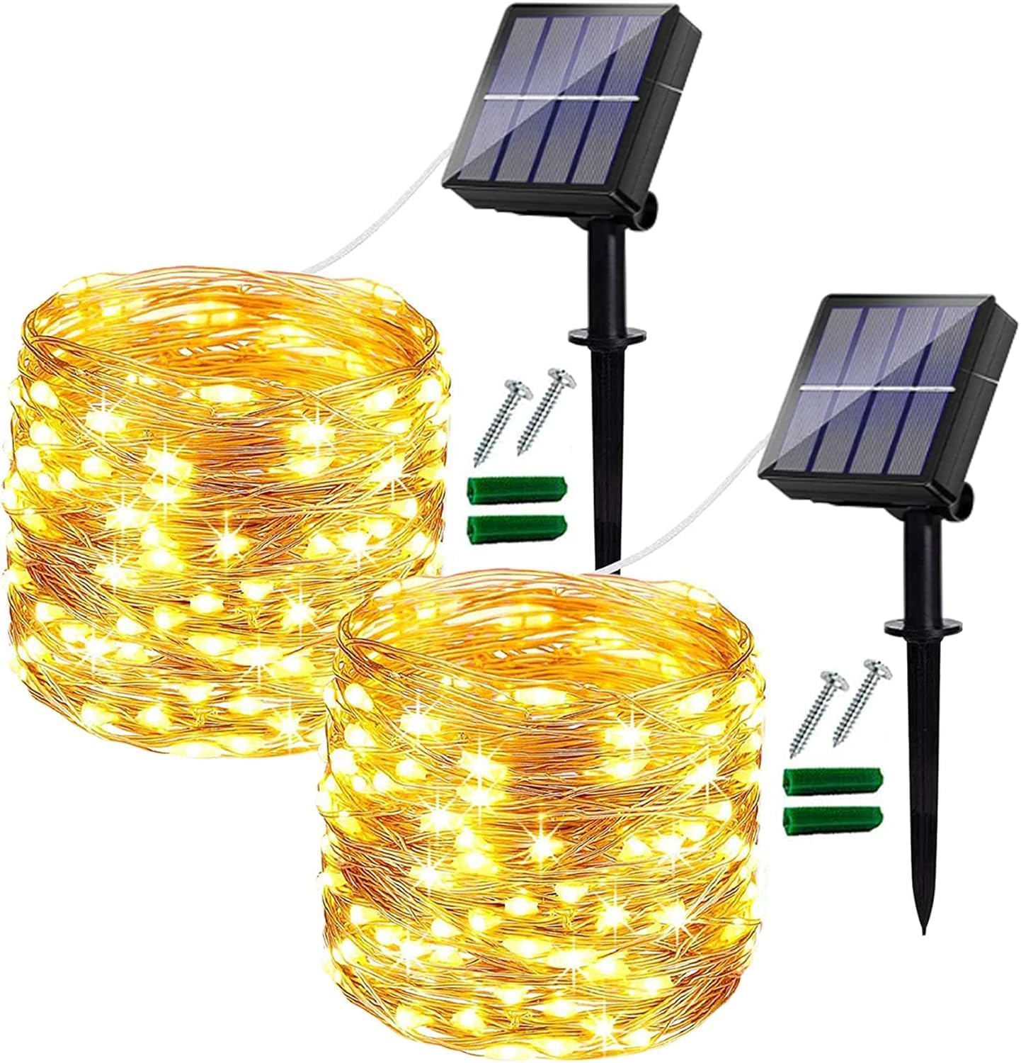 (White) Solar Fairy Lights Outdoor 2 Pack Total 240 LED/80FT Garden Lights Solar Powered Waterproof 8 Modes Copper Wire Decorative Solar String Lights for Trees Garden 