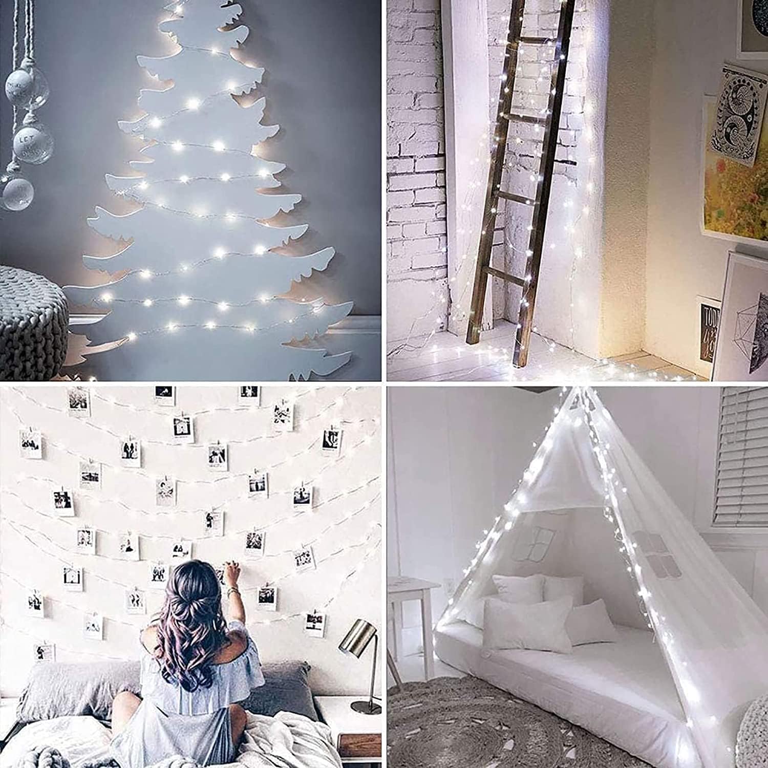 (White) Solar Fairy Lights Outdoor 2 Pack Total 240 LED/80FT Garden Lights Solar Powered Waterproof 8 Modes Copper Wire Decorative Solar String Lights for Trees Garden 