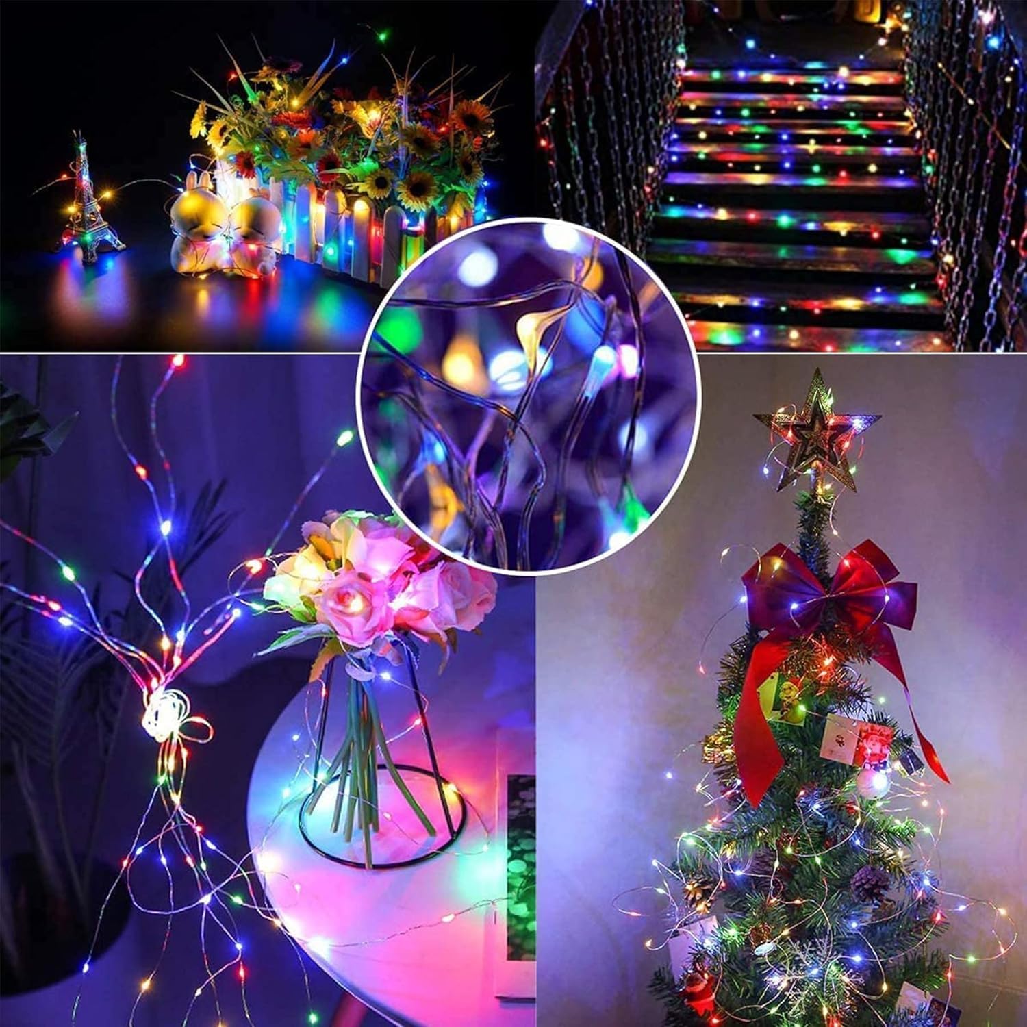 (White) Solar Fairy Lights Outdoor 2 Pack Total 240 LED/80FT Garden Lights Solar Powered Waterproof 8 Modes Copper Wire Decorative Solar String Lights for Trees Garden 