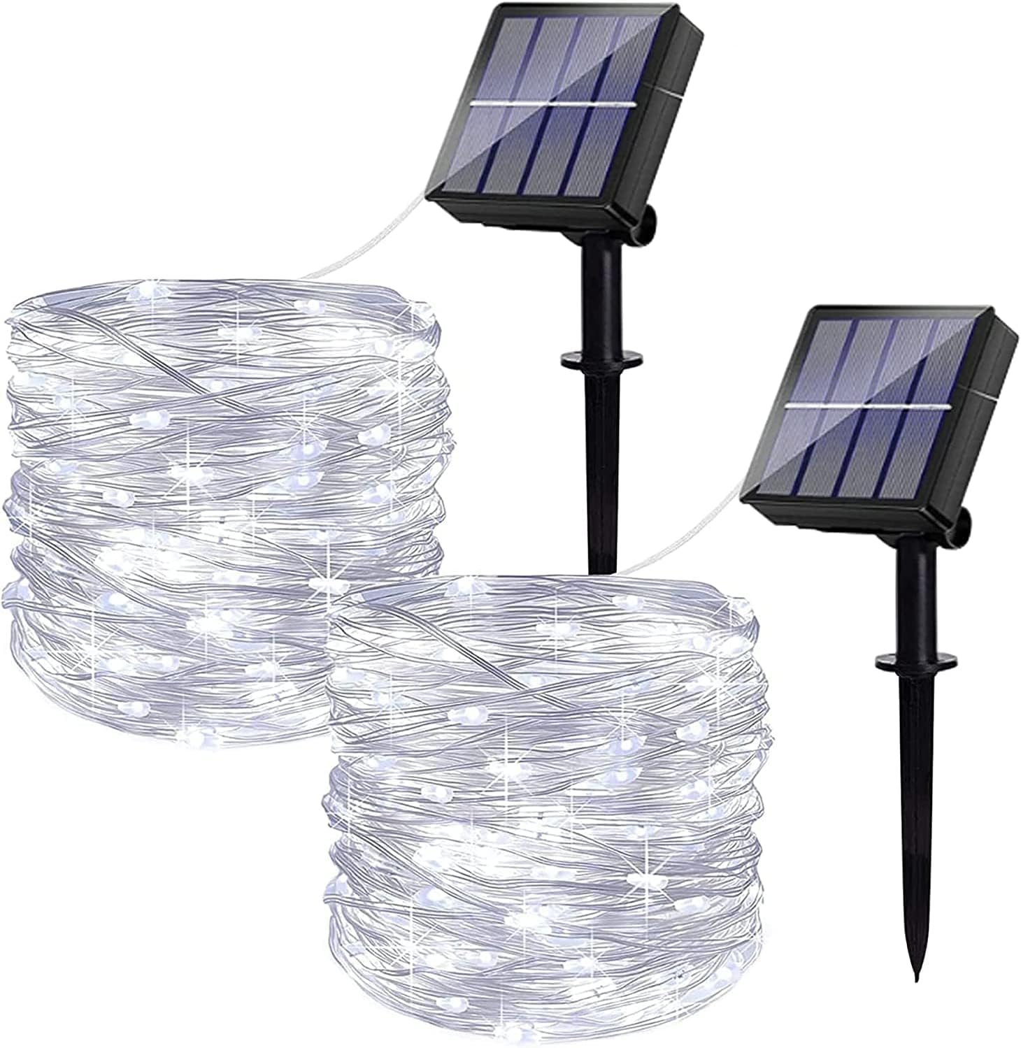 (Multi-colored) Solar Fairy Lights Outdoor 2 Pack Total 240 LED/80FT Garden Lights Solar Powered Waterproof 8 Modes Copper Wire Decorative Solar String Lights for Trees Garden 