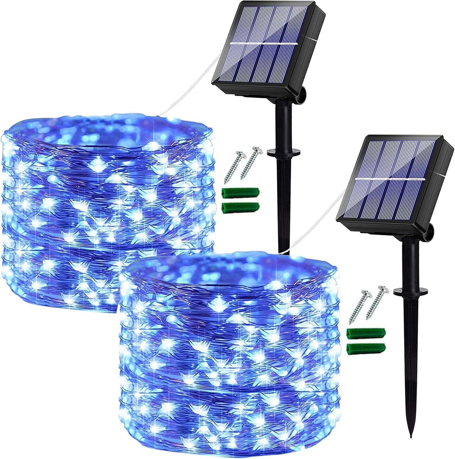 (White) Solar Fairy Lights Outdoor 2 Pack Total 240 LED/80FT Garden Lights Solar Powered Waterproof 8 Modes Copper Wire Decorative Solar String Lights for Trees Garden 