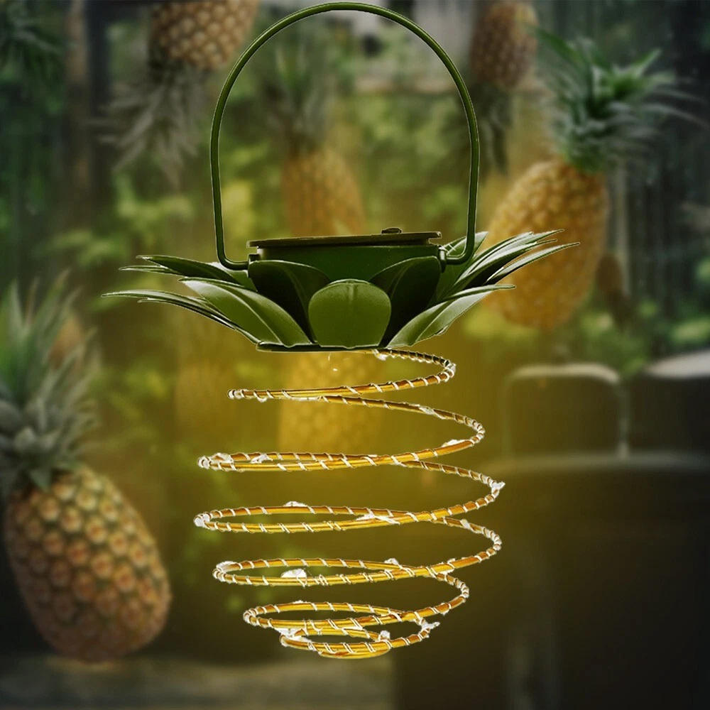 (2 PCS) Solar Lights 30 LED Solar Garden Lights for Outside Waterproof Copper Pineapple