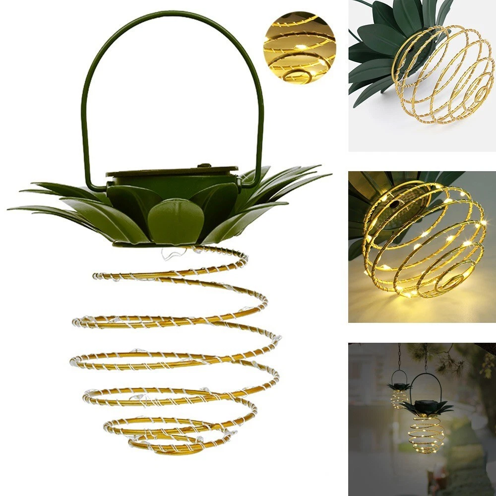 (2 PCS) Solar Lights 30 LED Solar Garden Lights for Outside Waterproof Copper Pineapple