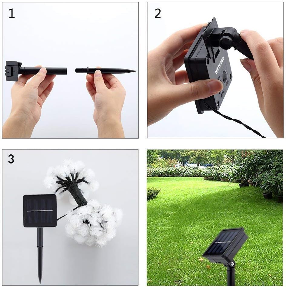 Outdoor Solar Lights 50 LED Dandelion Ball String Fairy Light Solar Power Waterproof Lights Outside Garden Camping Patio Party Christmas 