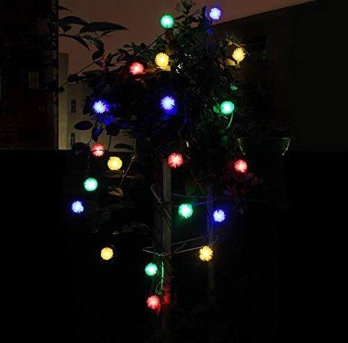 Outdoor Solar Lights 50 LED Dandelion Ball String Fairy Light Solar Power Waterproof Lights Outside Garden Camping Patio Party Christmas 