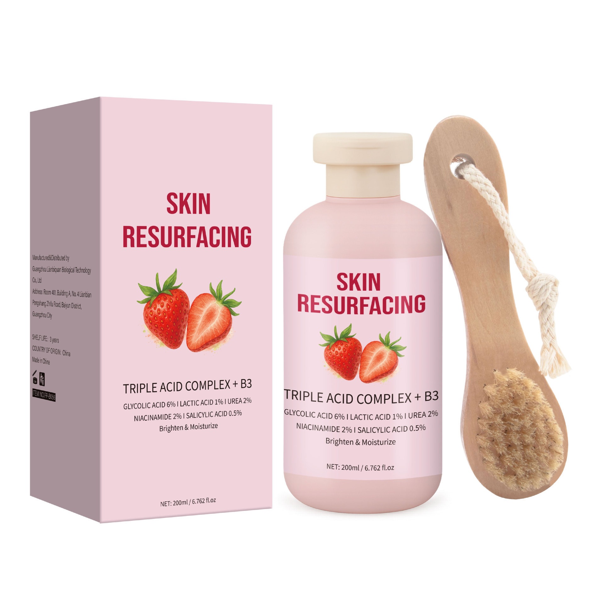 Strawberry Moisturizing Body Cream With Brush For Nourishing Softening And Hydrating Skin Daily Lotion 200ml