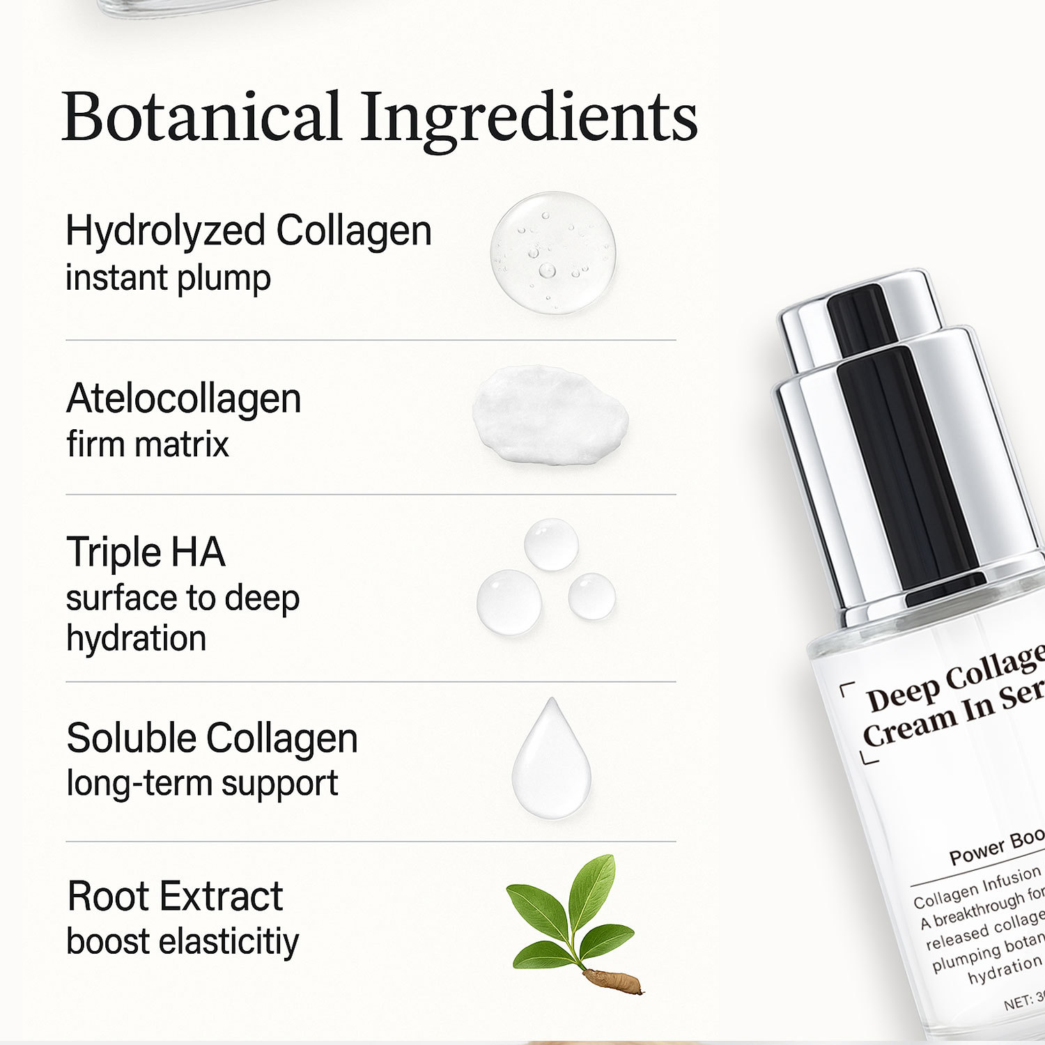 Deep Collagen Cream In Serum For Firming Hydrating And Skin Renewal Daily Anti Aging Face Treatment 30ml