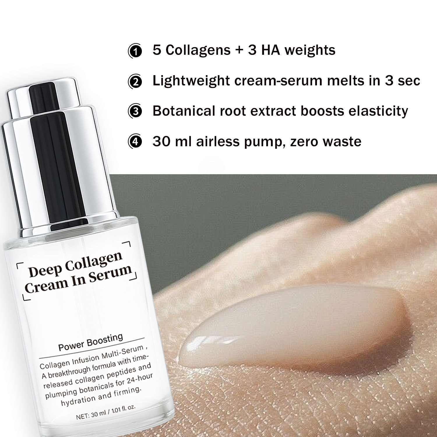Deep Collagen Cream In Serum For Firming Hydrating And Skin Renewal Daily Anti Aging Face Treatment 30ml