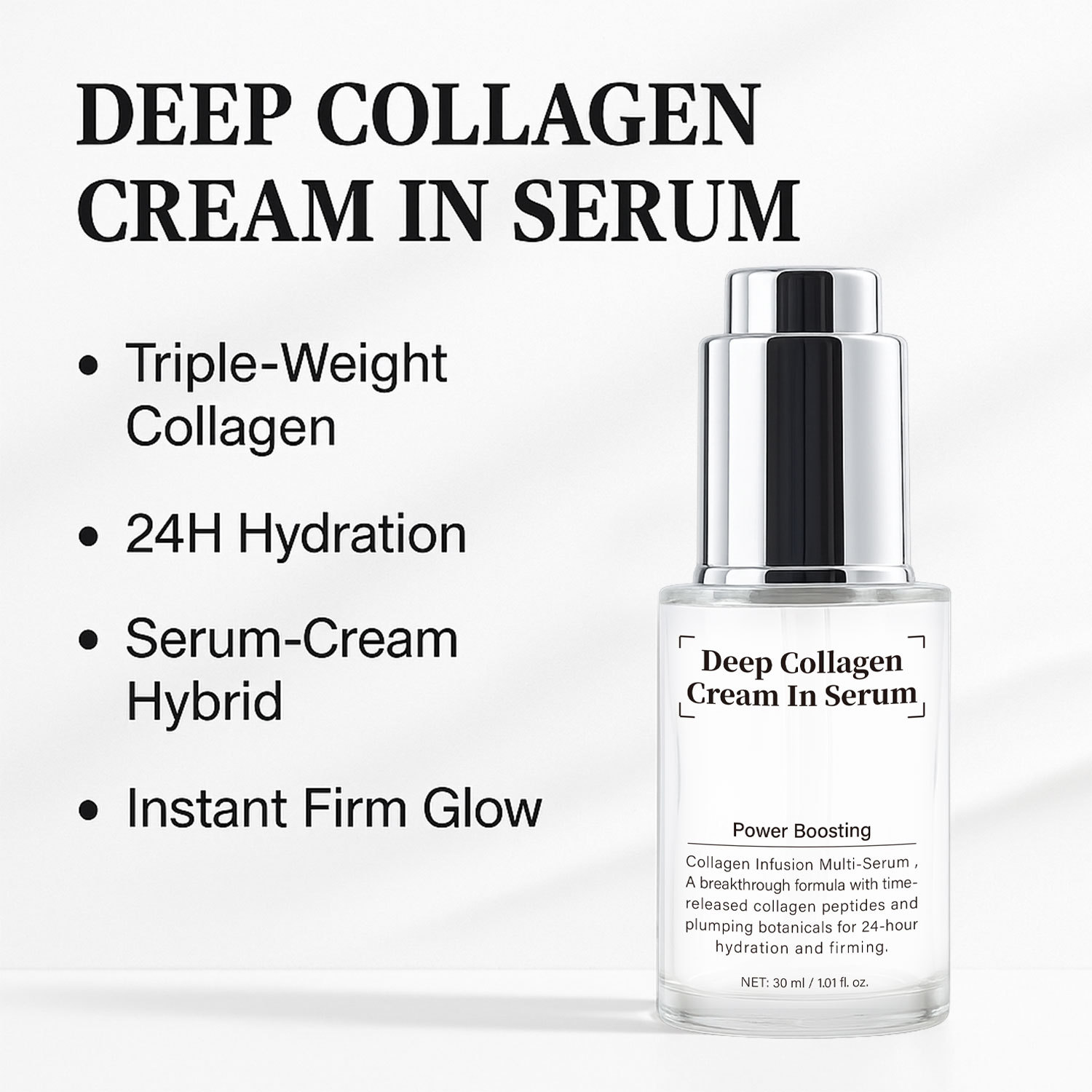 Deep Collagen Cream In Serum For Firming Hydrating And Skin Renewal Daily Anti Aging Face Treatment 30ml