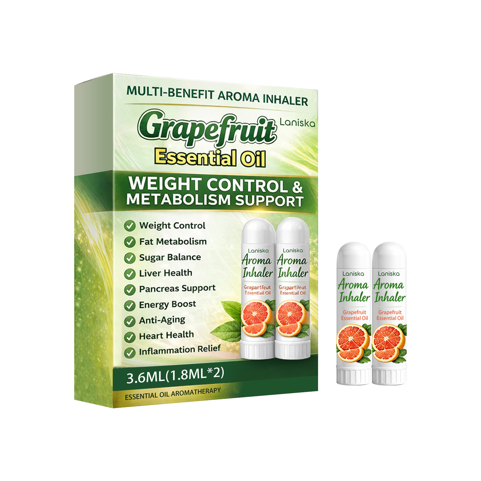 Aromatherapy Nasal Inhaler Stick With Grapefruit Essence For Refreshing And Wellness Support