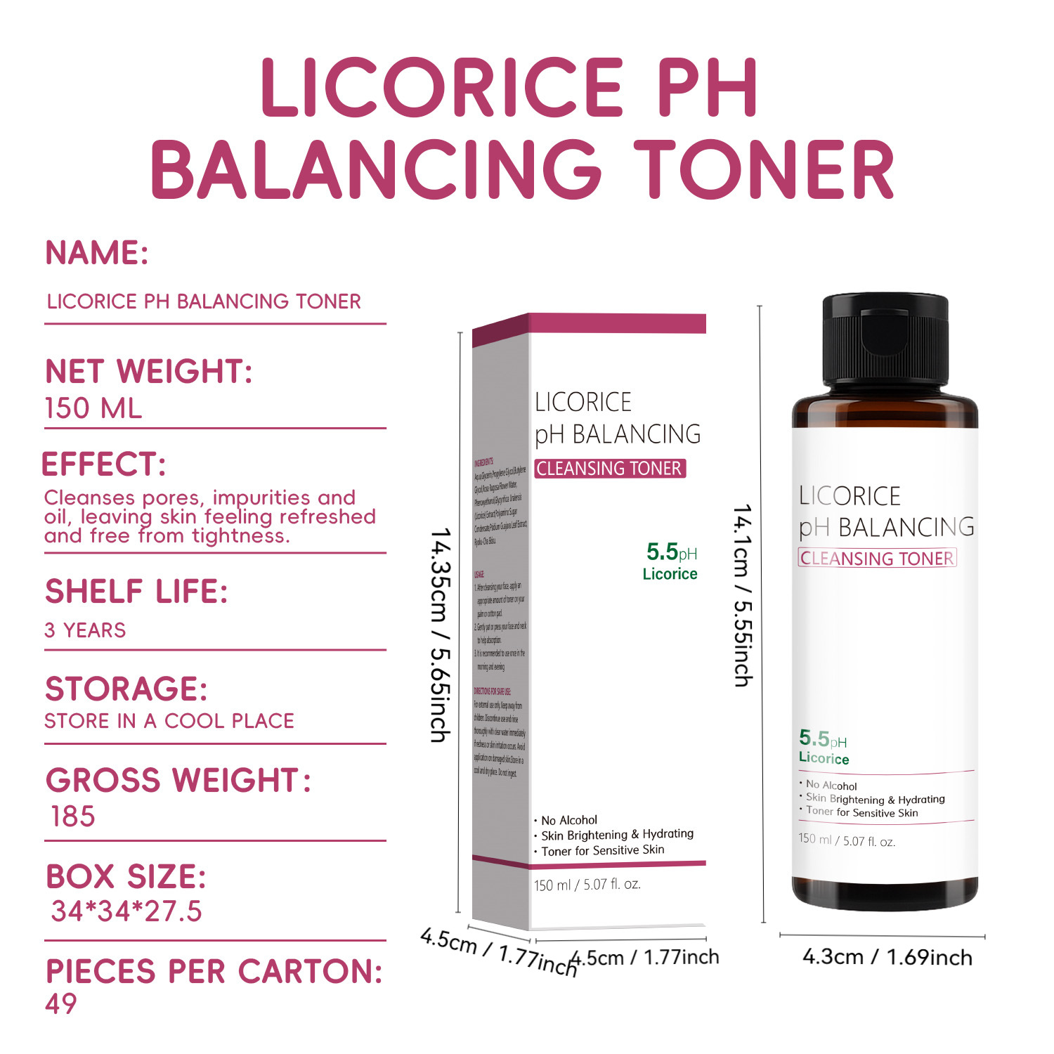 Licorice pH Balancing Toner For Soothing Hydrating And Skin Equilibrium Daily Face Care 150ml